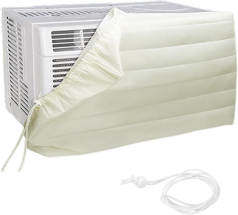 Housse De Fenêtre Pour Climatiseur Intérieur, Housse De Climatiseur Pour Unités Murales, De Climatiseur Couverture Pour Fenêtre Couvercle Poussière Facile à Installer ( 64 X 47 X 8,5 Cm, Beige)