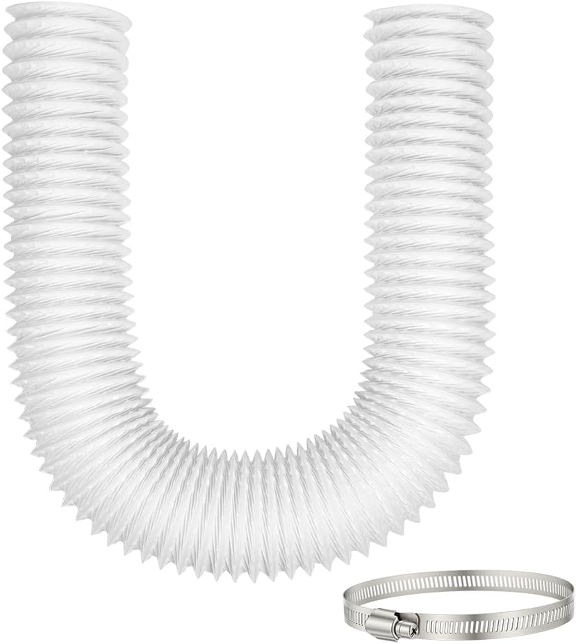 Tube Evacuation Climatiseur Mobile, Tuyau Ventilation En PVC, Ø100 mm, Tuyau D'évacuation D'air Flexible Avec Collier De Serrage Inox, Pour Climatisation Sèche-Linge Extracteur D'Air(3M)