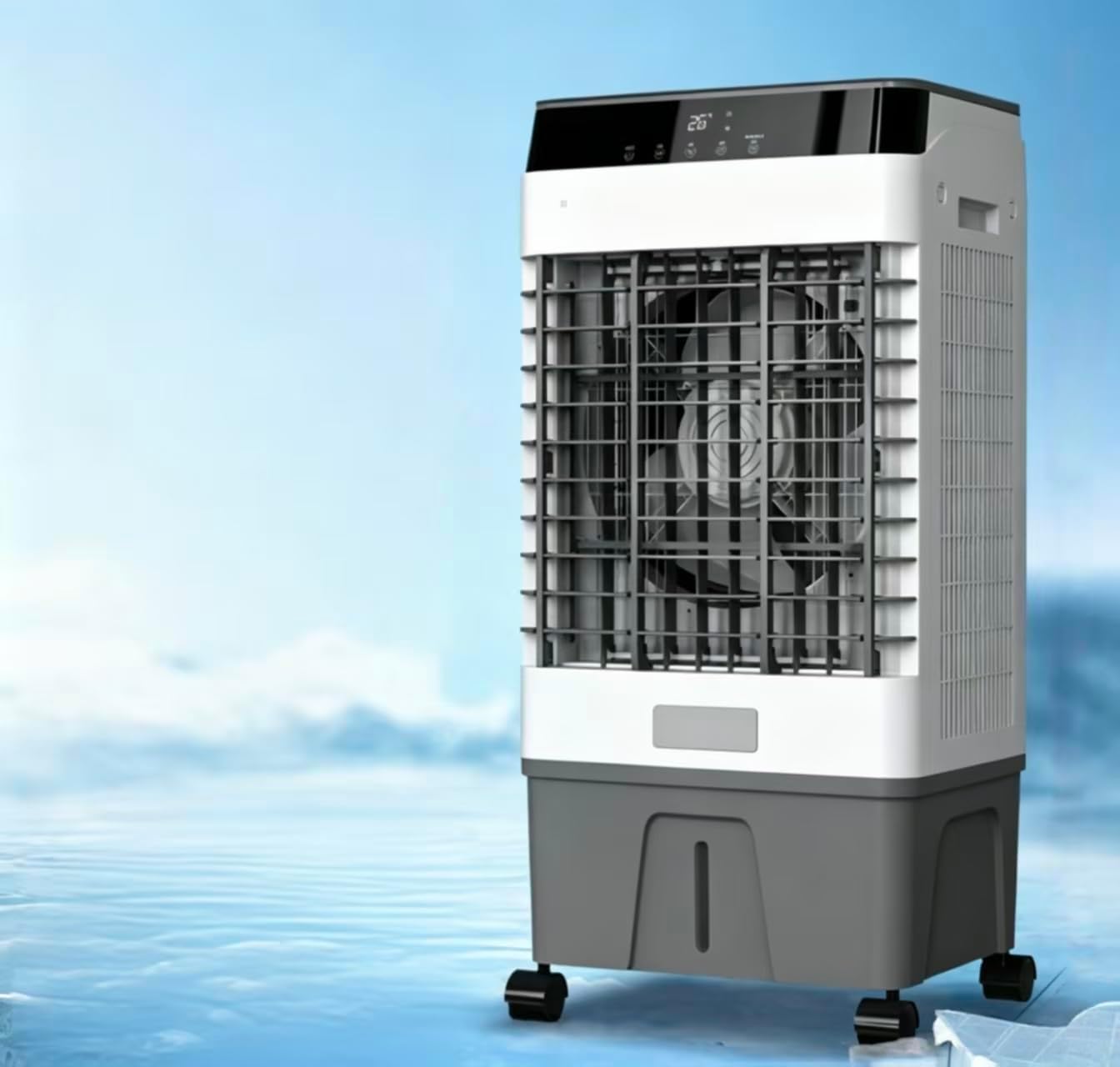 GENERIC Refroidisseur D'air évaporatif Portable, Refroidisseur De Marais De Réservoir D'eau 40L Avec Télécommande, Ventilateur De Plancher De 3 Vitesses, Oscillant à 120 ° Pour Le Refroidissement De Bureau Ex