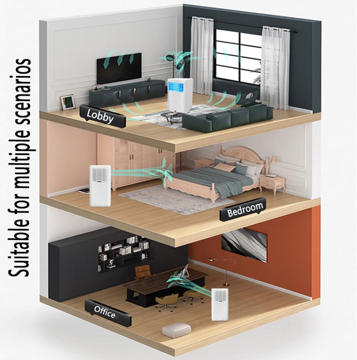 Climatiseur Portable Unités Intelligentes Intelligentes Avec Déshumidificateur De Refroidissement Intégré Et Modes De Ventilateur Pour La Pièce Jusqu'à 350 Sq.ft, Conditionneur Télécommande Kit D'inst