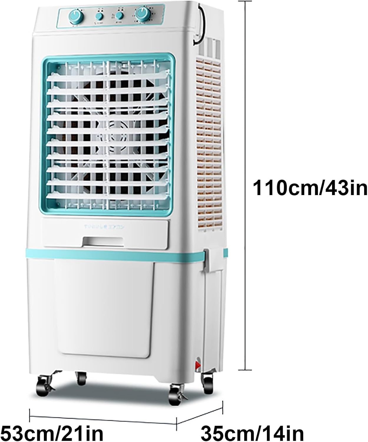 Climatiseur Mobile, Refroidisseur D'air 3 En 1, Réservoir De 40 L, 4 Packs De Glace, 3 Modes Et 3 Vitesses, Climatiseur Mobile Sans Evacuation, 110 Cm
