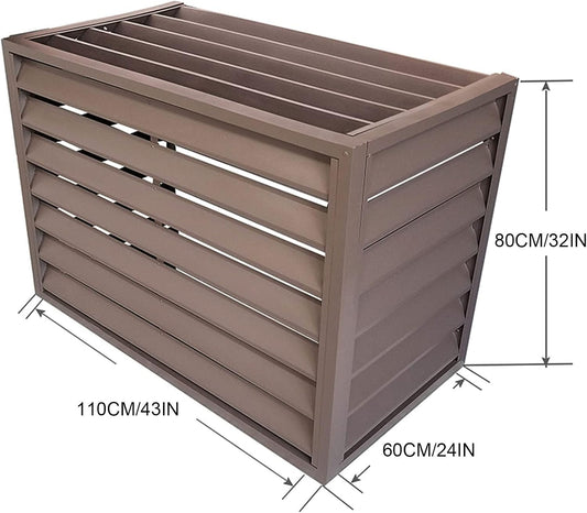 GENERIC Housse En Aluminium Pour Climatiseur – Protection Pour Pompe à Chaleur Extérieure – Persiennes Marron Résistant Aux Intempéries – Idéal Pour Une Utilisation En Intérieur/extérieur – Clôture élégante
