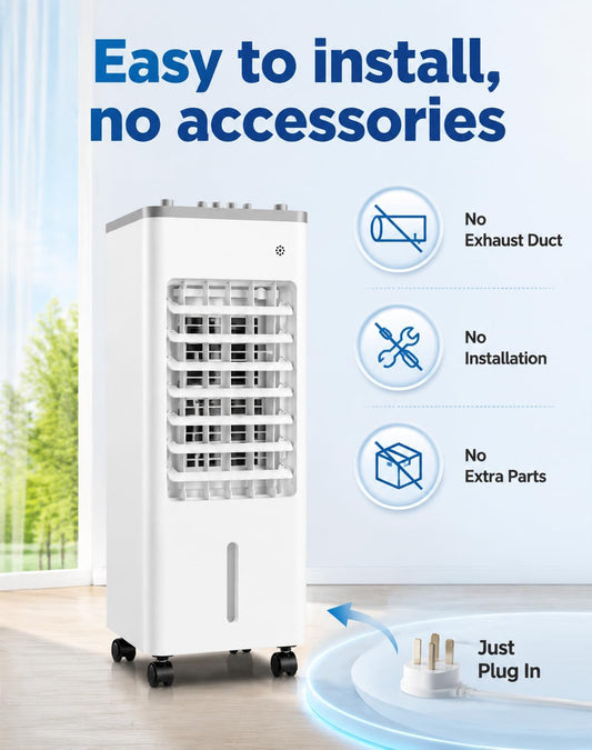 Freshone Climatiseur Sans Tuyau Portable Silent Cooling Unit Energy Class A+ 24H Timer For Bedroom, Office