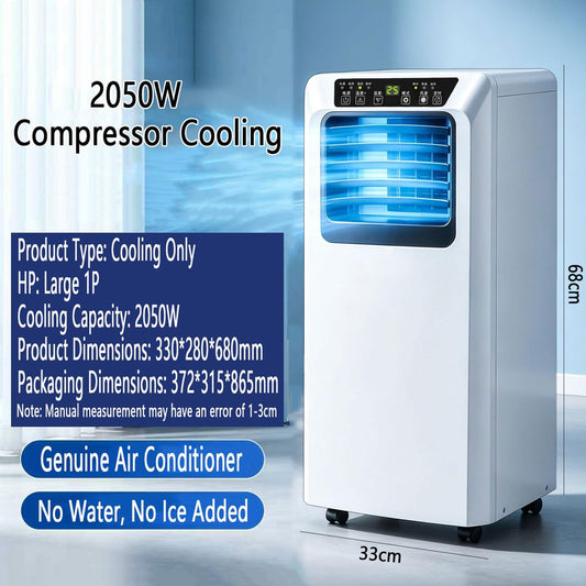 GENERIC Climatiseur Portable 8000 BTU Pour Pièces Jusqu'à 300 M², Refroidissement Silencieux, Déshumidificateur, Ventilateur, Télécommande, Minuterie 24h, Kit De Fenêtre Inclus, Mobilité Facile