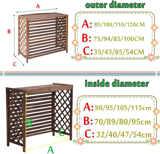 GENERIC Housse Pour Climatiseur Extérieur – Bois Massif Anti-corrosion Design élégant Pour Dissimuler L'unité De Climatisation Et Améliorer Le Rangement Des Plantes – Protection Résistante Aux Intempéries