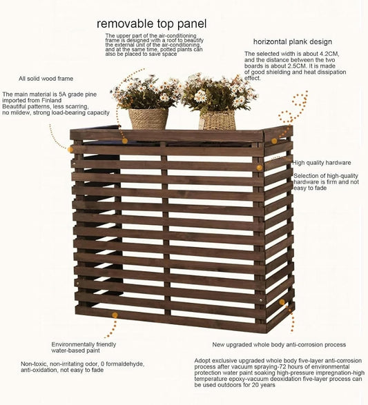 Housse De Protection Pour Climatiseur D'extérieur – Résistante Aux Intempéries – Pour Unités De Climatisation, Style Clôture En Bois Pour Dissimuler La Climatisation, Idéale Pour Une Utilisation En