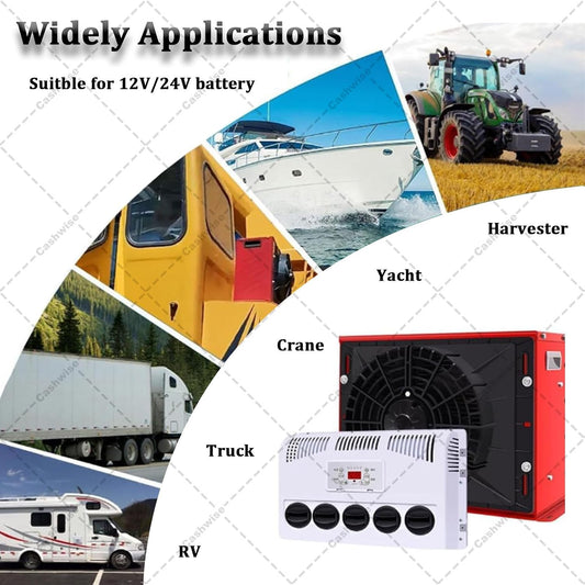 GENERIC Kit De Climatiseur Pour Camping-car, Système De Stationnement Divisé Avec Volume D'air De 450 M³/h, Refroidissement Rapide Et Silencieux Pour Camping-car, Bus, Caravane, Camions Lourds