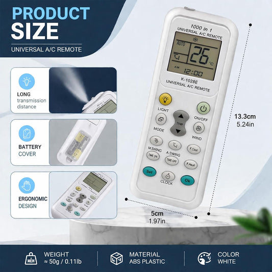 Télécommande Universelle Climatiseur Pour LG Gree Midea Toshiba Haier Daikin Hitachi Sharp Panasonic Samsung Sanyo Hisense Fujitsu Whirlpool Et Plus De 1000 Marques Contrôleur De Climatisation