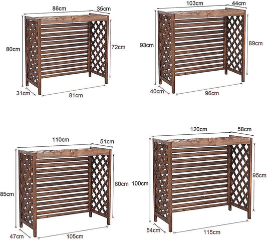 FJAUOQ Cache Climatiseur Extérieur Pour Pompe À Chaleur Couverture De Climatiseur Bois Massif Extérieur Housse Extérieure De Climatiseur Protection Support De Fleur Climatiseur En Bois