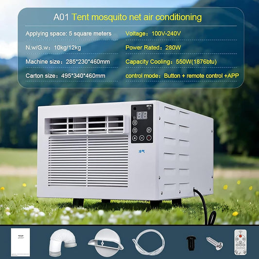 Unité 3-en-1 Portable AC, 1876 BTU Mini Refroidisseur Avec Ventilateur Et Déshumidificateur, Murmurer Tranquille Aucune Installation A/C Pour Le Bureau De Chambre RV, Conception Compacte Avec Téléco