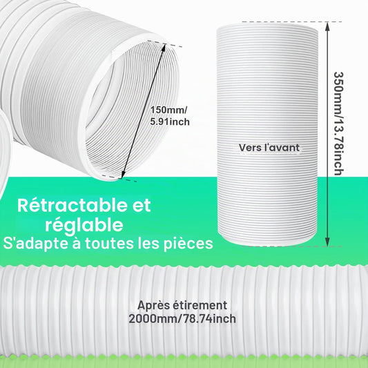 Tuyau De Climatisation Portable 2m Ø150mm Tuyau Climatiseur Mobile Pour Salle De Bain Cuisine Climatisation Sèche-linge Déshumidificateurs