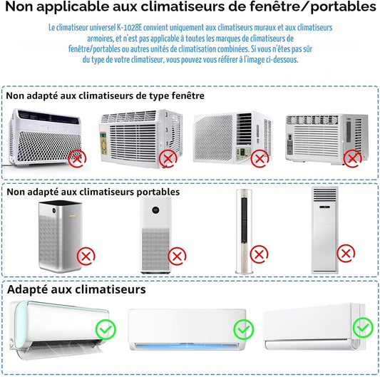 Telecommande Universelle Clim Pour LG, Gree, Midea, Toshiba, Haier, Daikin, Hitachi, Sharp, Samsung, Sanyo, Hisense Et Plus De 1000 Marques, Télécommande Climatiseur Universelle