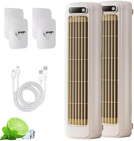  Climatiseur Portable Mural Brizac, Ventilateur De Refroidissement Silencieux Rechargeable Avec 3 Vitesses, Conception Sans Lame énergétique Pour Le Bureau à Chambre à Coucher Voyage à Domicile, Noir