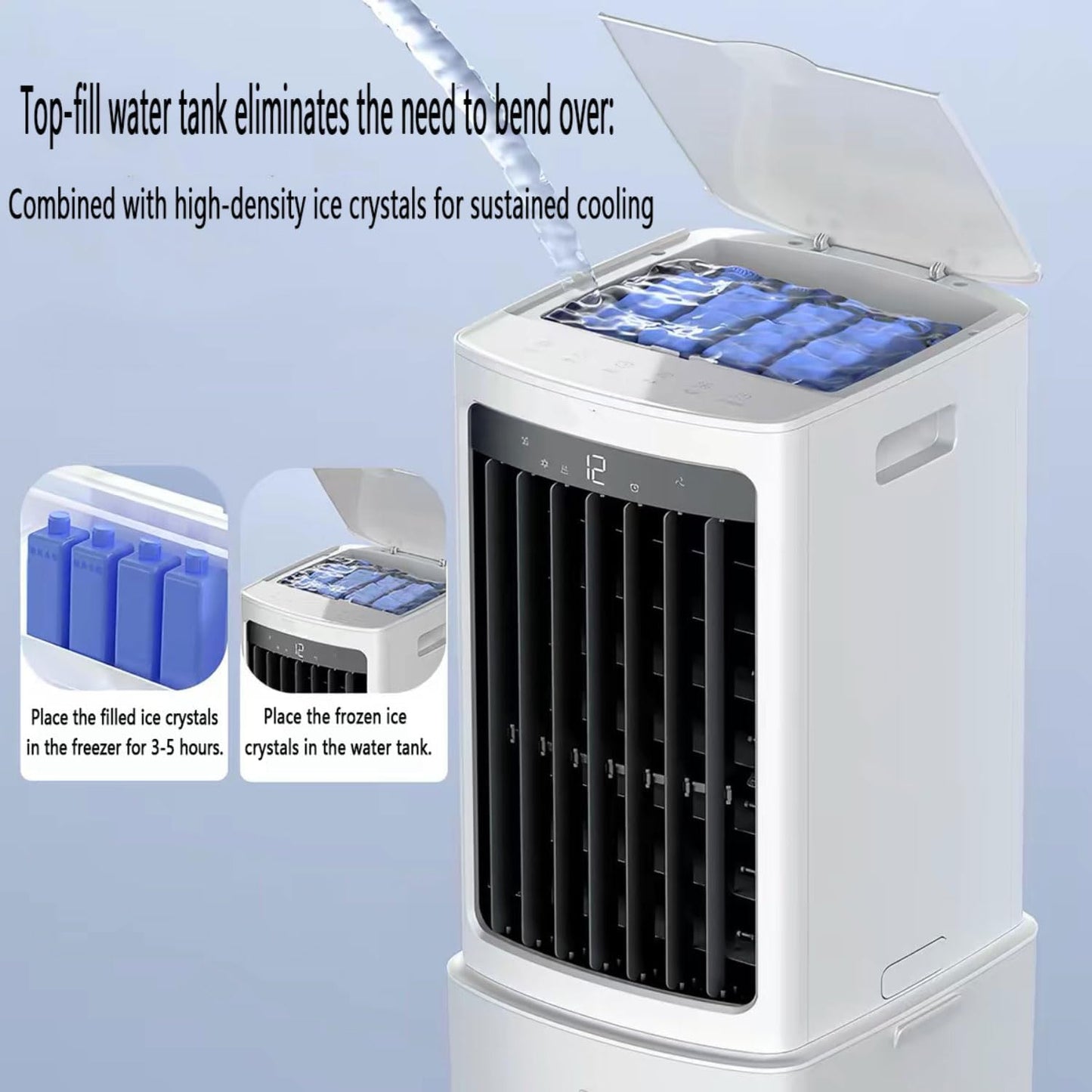  Climatiseur Mobile Silencieux 12L Refroidisseur Par évaporation Économie D'énergie Ventilateur Humidificateur 3 Vitesses 7.5H Minuterie Ventilateur Refroidisseur D'Air Pour Maison Bureau Chambre