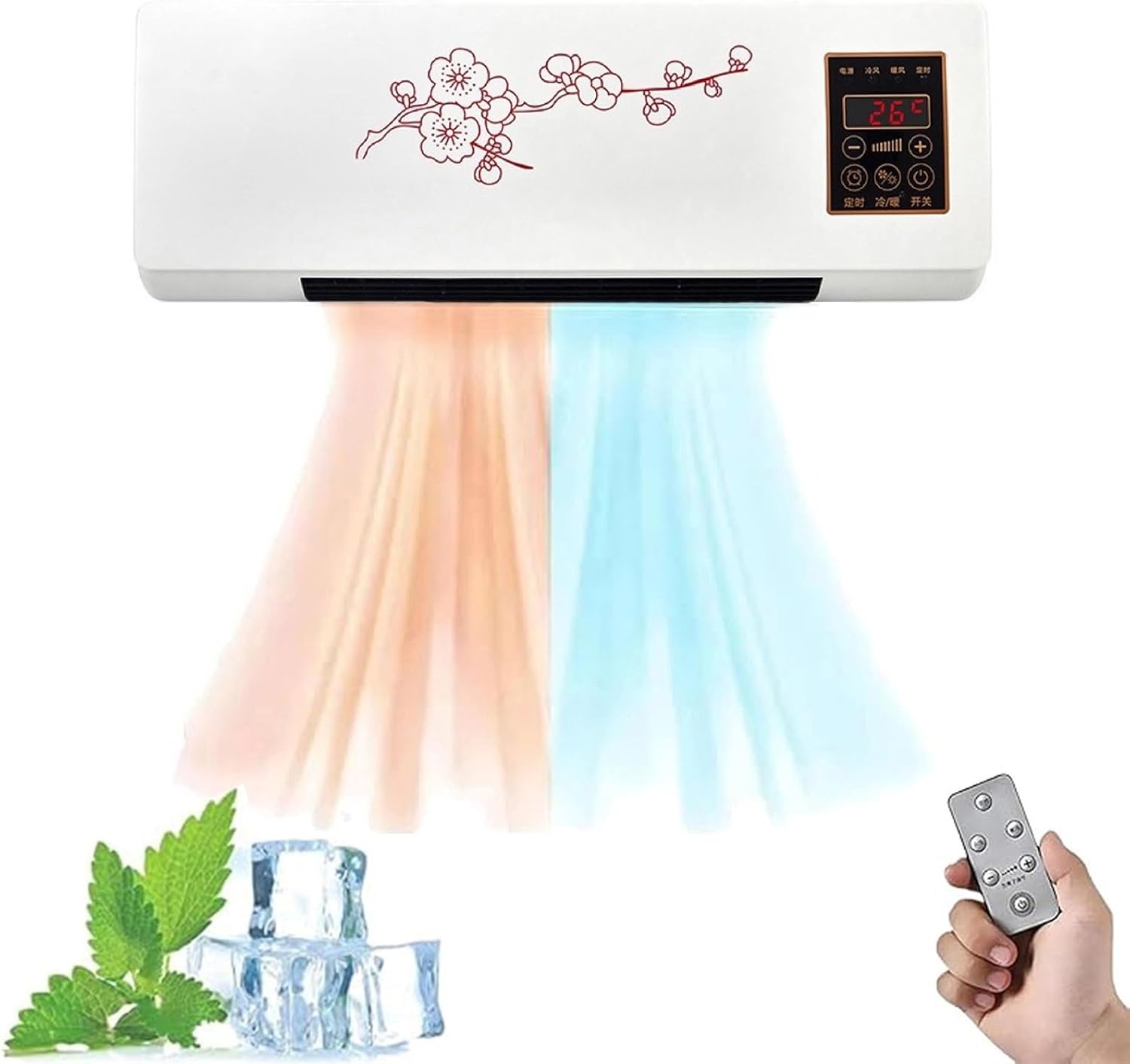  Climafy Climatisation Murale Portable Avec Chauffage Et Ventilateur, Unité Compacte Mini Split Sans Perçage, Fonctionnement Silencieux 30dB, Télécommande Intelligente Pour La Maison Et Le Bureau, écon