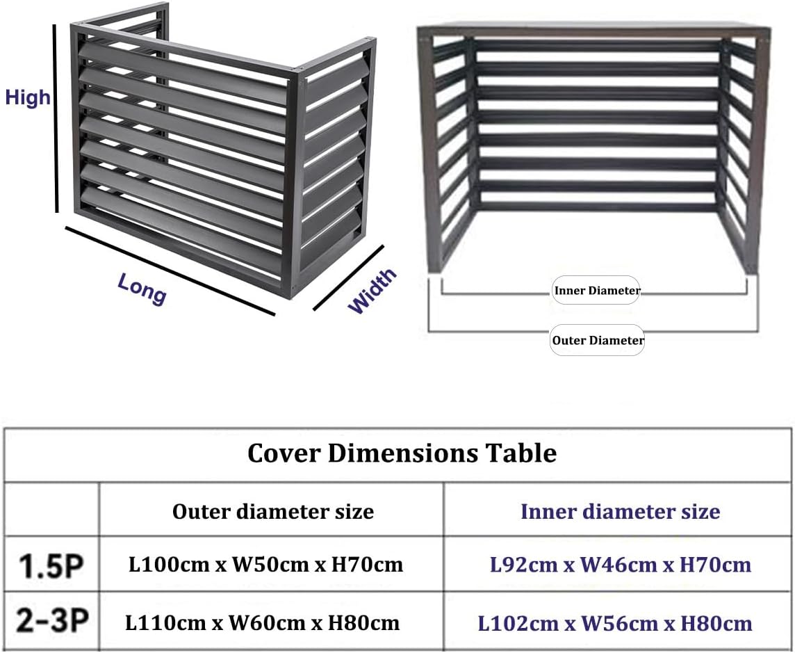 Housse De Protection En Alliage D'aluminium Pour Climatiseurs Et Pompes à Chaleur - Résistante Aux Intempéries - Blanc - 110 X 60 X 80 Cm