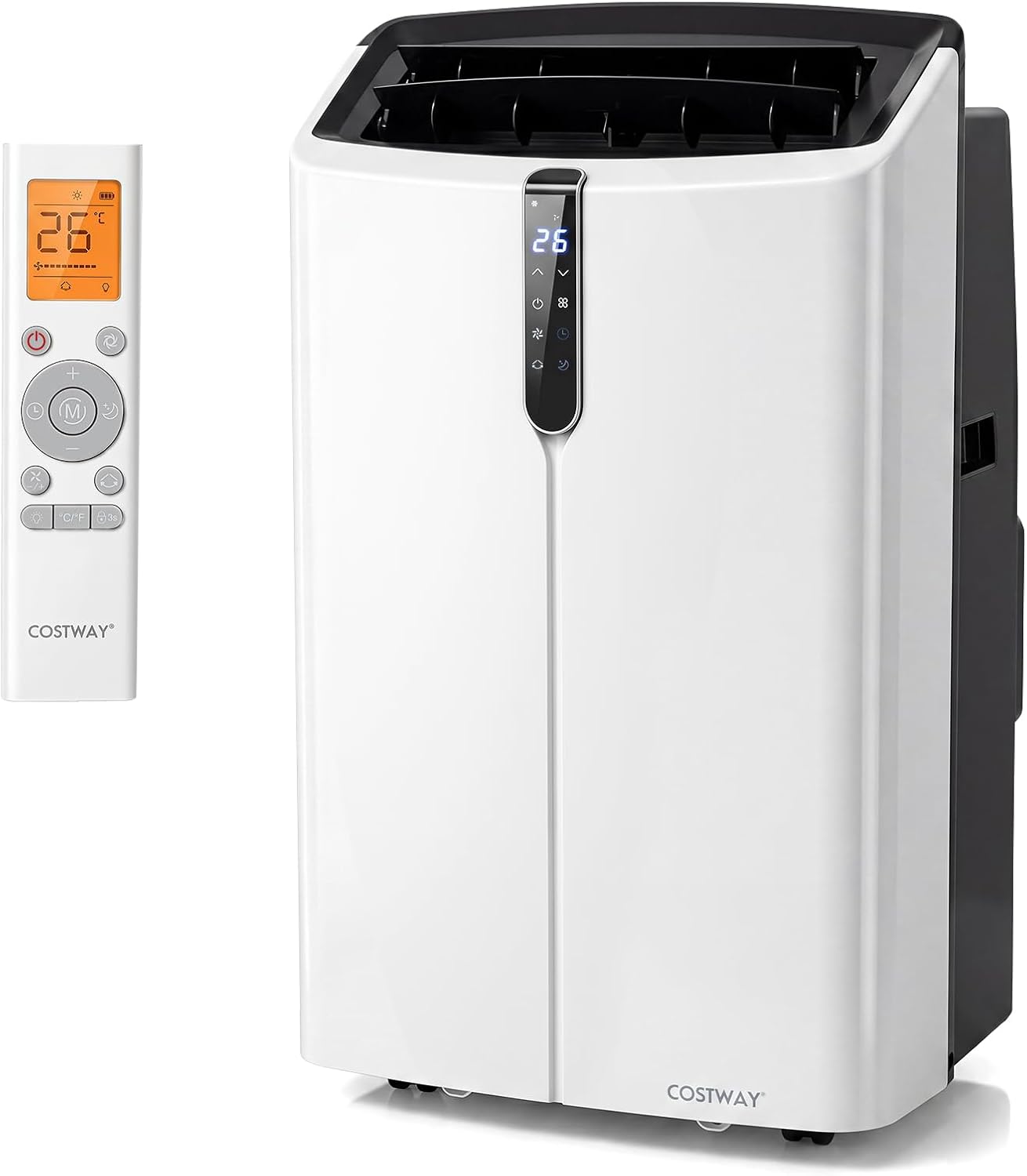  COSTWAY Climatiseur Mobile Silencieux 5 EN 1, Clim 12000BTU Refroidissement Rapide,Chauffage,Ventilateur,Déshumidificateur,Mode Nuit, Climatisation Faible Conso,Wifi