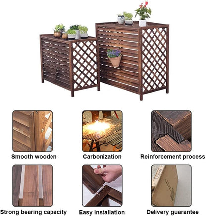  Housse De Climatiseur Extérieur En Bois, Clôtures De Confidentialité Cachées Pour Climatisation, Cadre à Persiennes Caché, Support De Plantes Anti-Corrosion