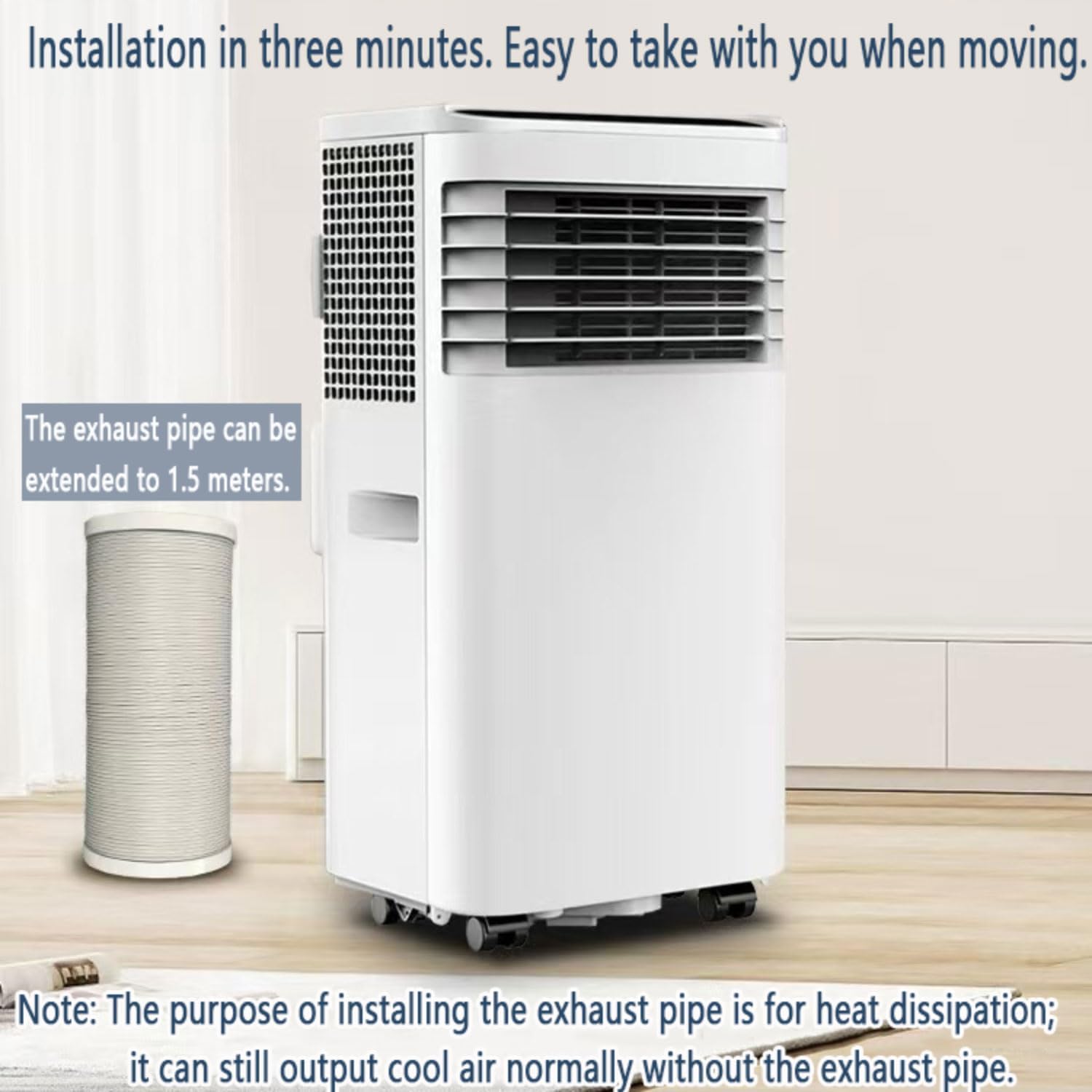  Climatiseur Portable Refroidit Jusqu'à 350 Sq.Ft., Unité De Climatisation Intelligente Avec Télécommande, Climatisation De Refroidissement Silencieux Avec Ventilateur Frais, Minuterie 24H, Kits De Fen
