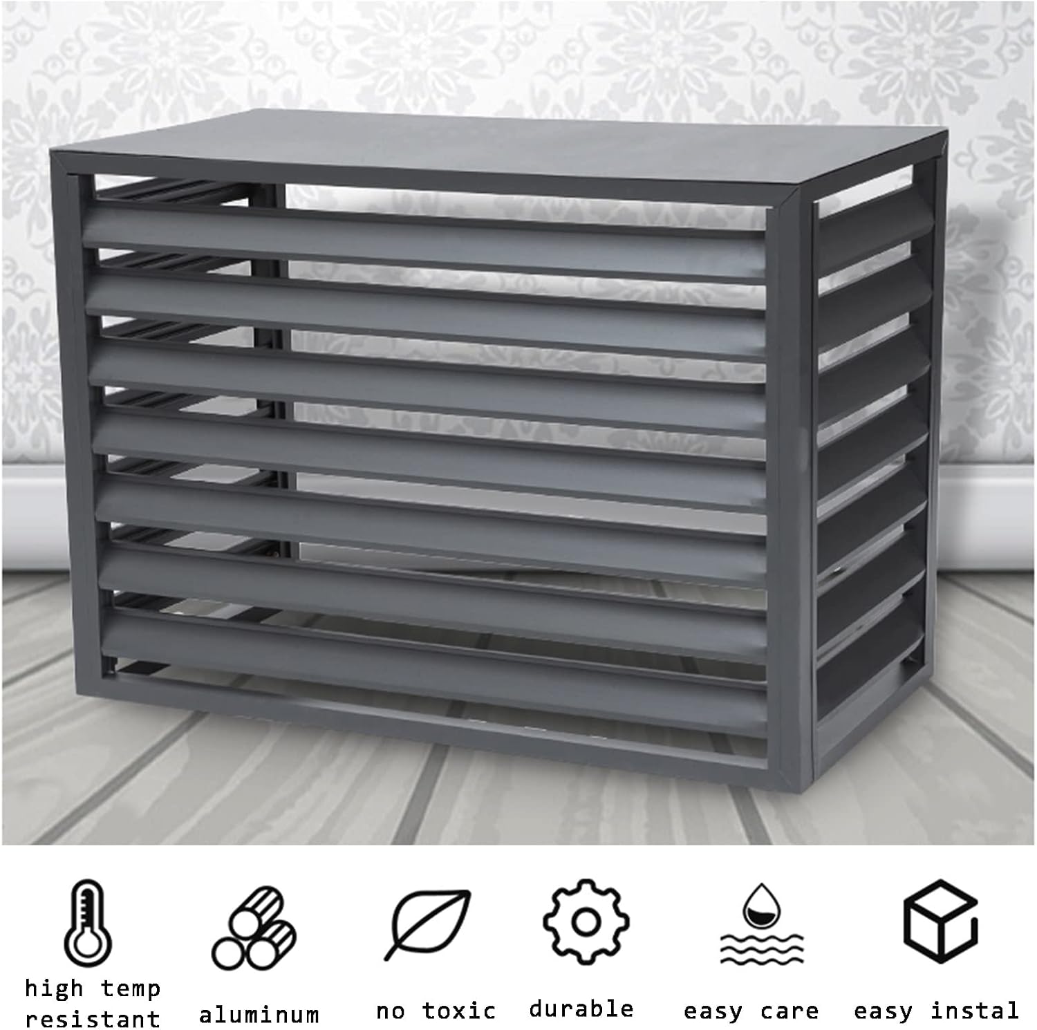 GENERIC Écran De Clôture Pour Climatiseur Extérieur – Couvercle En Alliage D'aluminium Et Volets De Support De Fleurs Anti-corrosion Pour Unité Extérieure Blanc B Taille 2-3P
