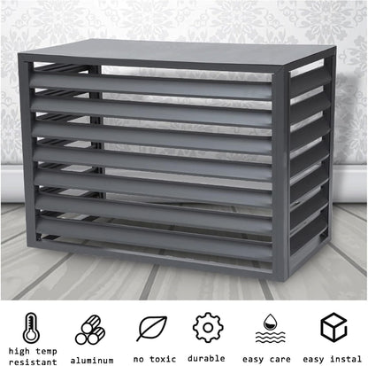 GENERIC Couvercle De Climatiseur Extérieur – Écran De Clôture En Alliage D'aluminium Et Volets De Support De Plantes En Métal Design Anti-corrosion Pour Unité Extérieure Noir Taille 1.5P : L1