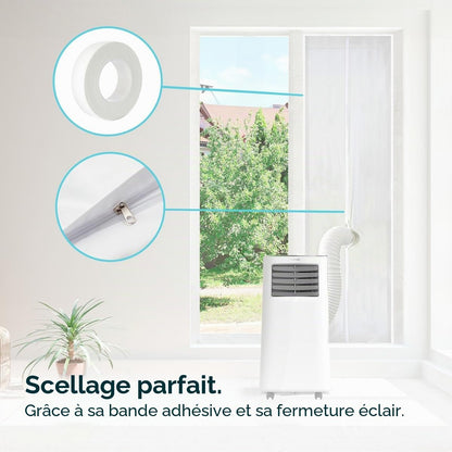  Cecotec Adaptateur Housse Isolante Universelle Pour Fenêtres Ou Portes Coulissantes Pour Climatiseur Portable 210x90cm, 100% Polyester, Isole De L’Extérieur, Fermeture Éclair Et Bande Adhésive