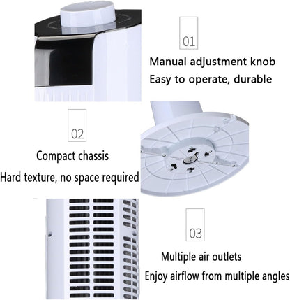 GENERIC Ventilateur De Tour Puissant Avec Télécommande, Refroidisseur D'air à Moteur à 3 Vitesses DC, Ventilateur De Refroidissement Portable Oscillant à 60 °, Minuterie 12H Pour La Salle De Bureau à Chambre
