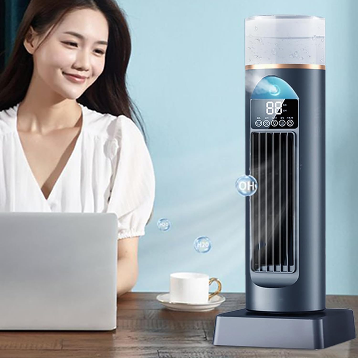  Ventilateur D'air Froid – Climatiseur Portable | Humidificateur à Vitesses Réglables, Refroidisseur D'espace Personnel Portable Pour La Maison, La Chambre, Le Salon, Le Garage, Le Camping