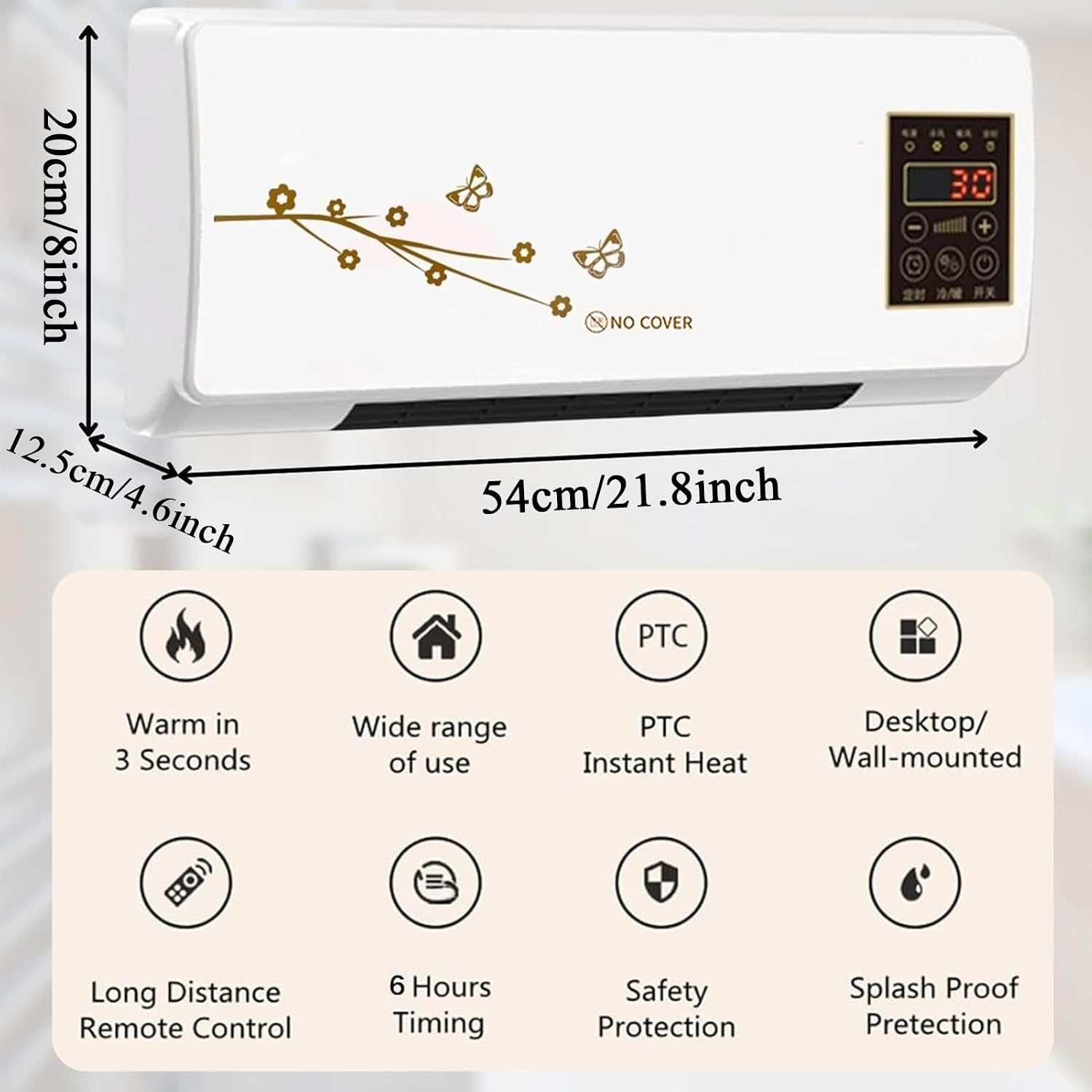  Climatiseur Murale Sans Gain | Climatiseur Portable - Climatisation Et Chauffage Avec Télécommande Minuteur 24 Heures Pour Chambre Appartement Salon Camping Salle De Bain Voiture Maison