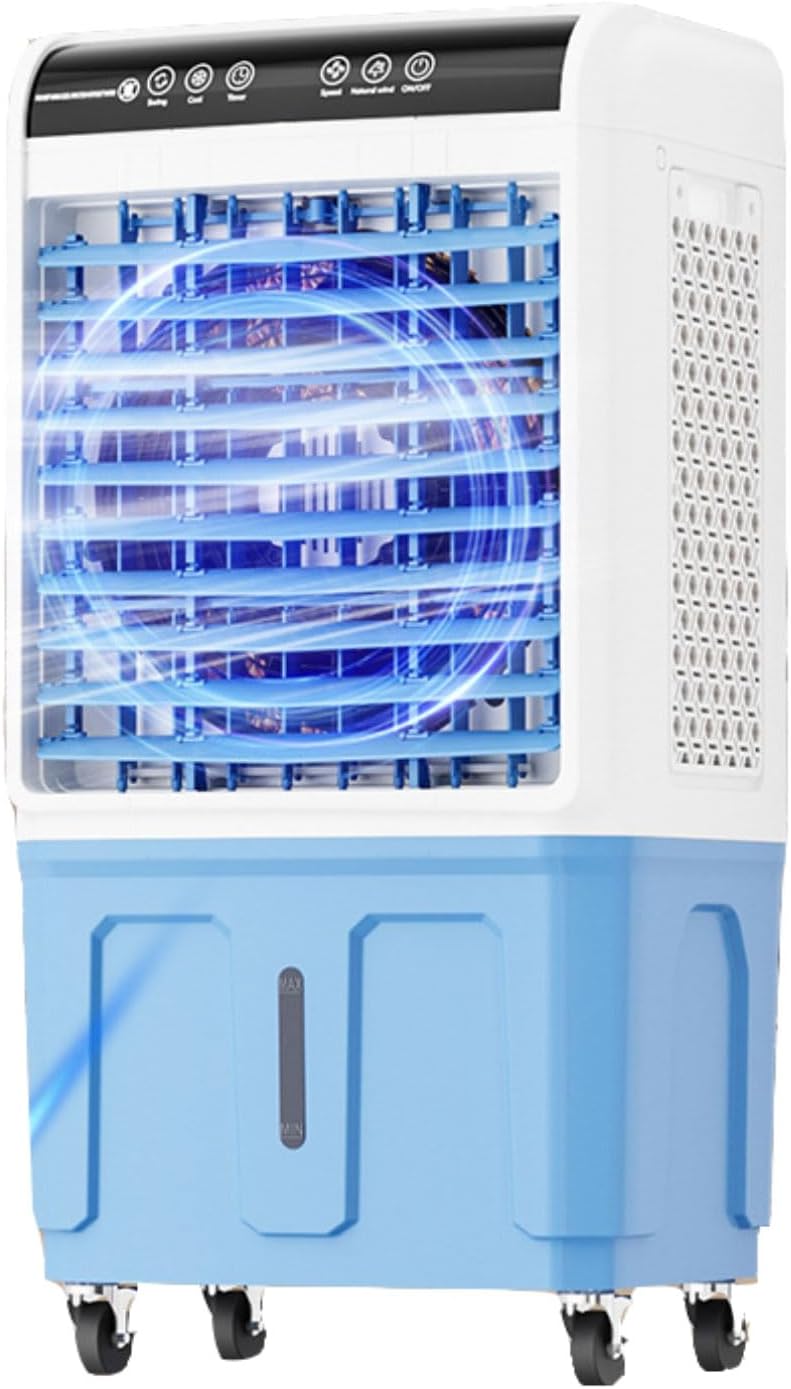 GENERIC Refroidisseur D'air Portable Avec 3 Vitesses, Grand Réservoir D'eau Et Batterie à Glace.120° Pivotant, Fonctionnement Calme 36dB.Idéal Pour La Chambre à Coucher, Le Bureau Ou La Terrasse.Mouvement Fac