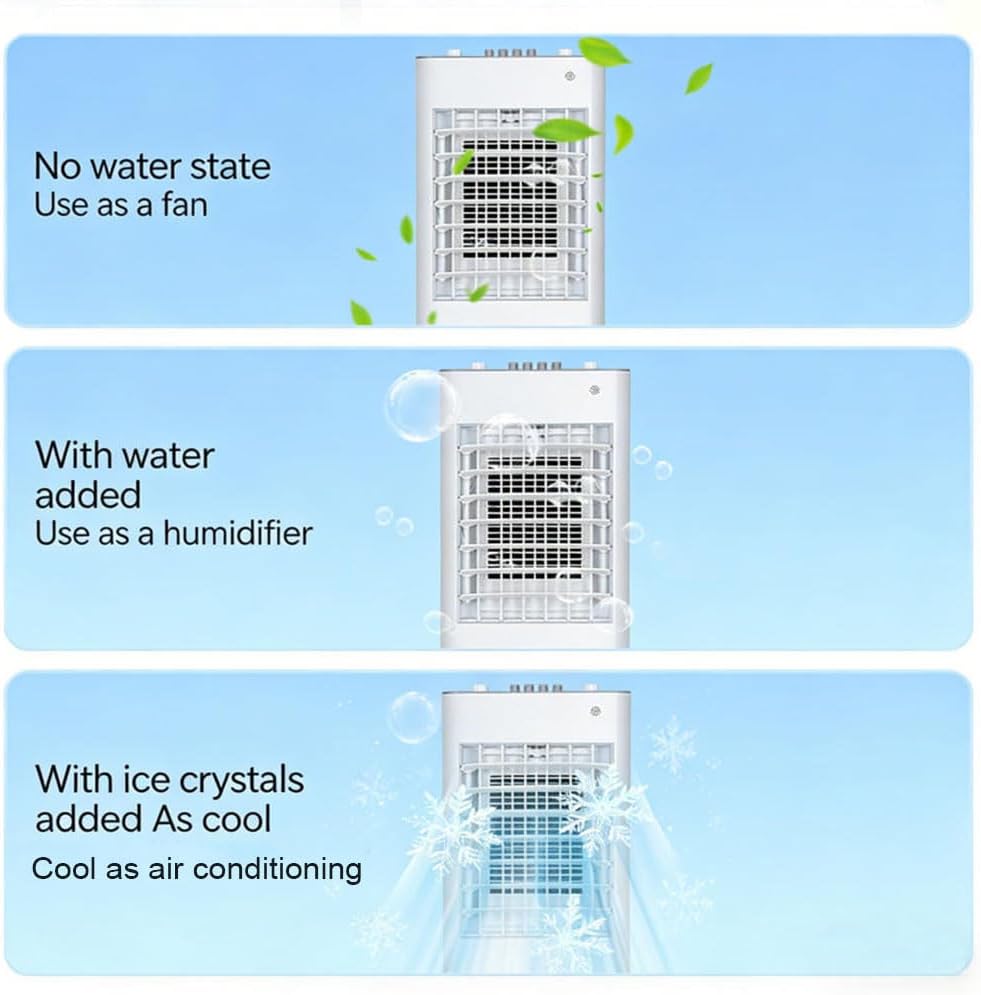  Rafraichisseur D’Air Mobile 4 En 1 Avec Télécommande, Climatiseur Mobile Sans Évacuation, Réservoir D’Eau 12L, Ioniseur Humidificateur Purificateur D'air, Minuterie 7.5H(Remote)