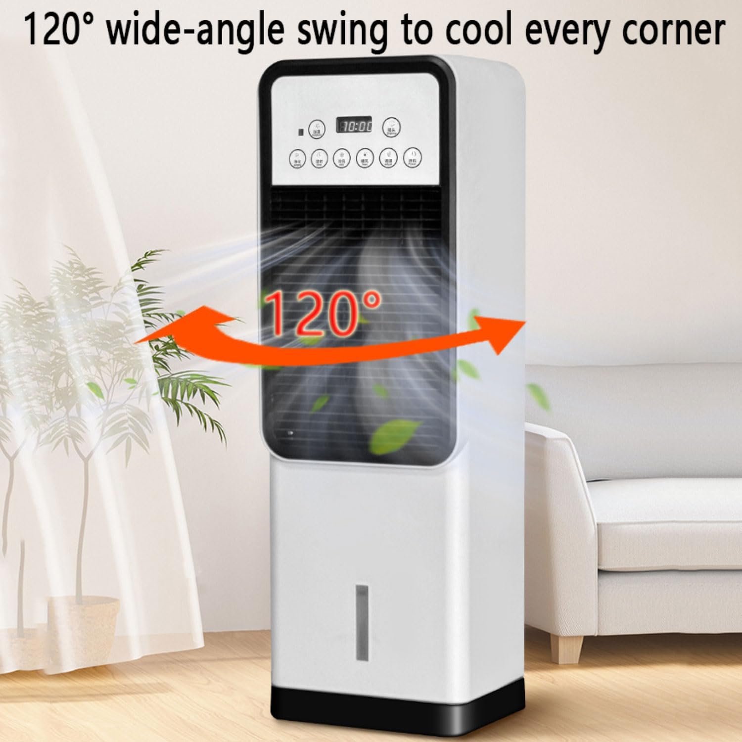 GENERIC Refroidisseur D'air Par évaporation – Ventilateur Tour De Refroidissement Portable Avec Réservoir D'eau De 3 L, Blocs De Glace, Télécommande Et 3 Vitesses Pour Chambre à Coucher
