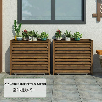  Housse De Protection Pour Climatiseur D'extérieur En Bois Marron, 110 X 50 X 85 Cm, Résistante Aux Intempéries, Support De Plantes De Jardin élégant Et Design élégant