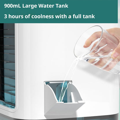  Climatiseur Portable Sans Évacuation 900 Ml, Mini Climatiseur Mobile Silencieux Avec 3 Vitesses, Bac à Glace, 7 LED, Refroidisseur D'Air Pour Maison, Bureau, Camping Et Voyage