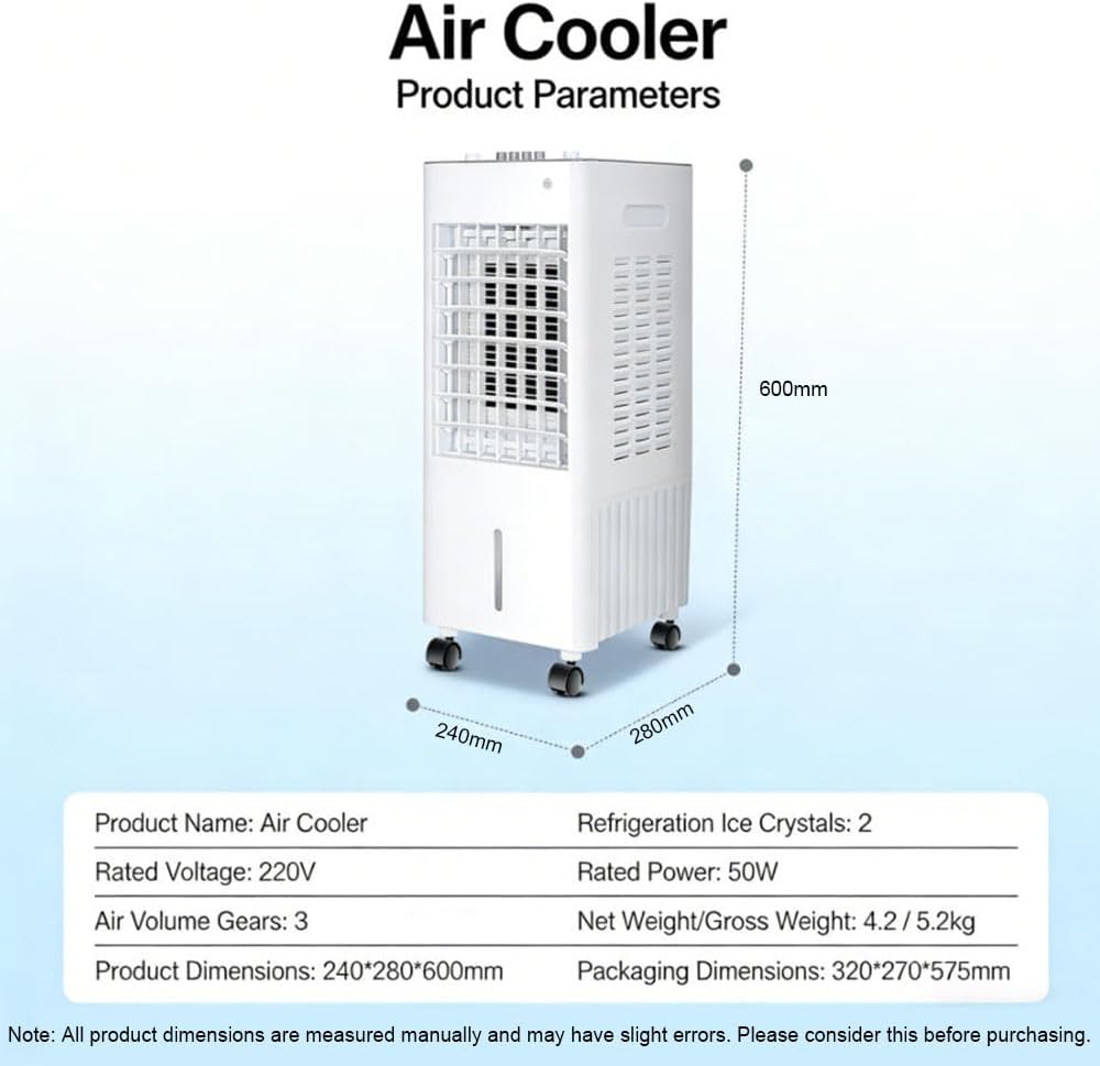  Rafraichisseur D’Air Mobile 4 En 1 Avec Télécommande, Climatiseur Mobile Sans Évacuation, Réservoir D’Eau 12L, Ioniseur Humidificateur Purificateur D'air, Minuterie 7.5H(Remote)