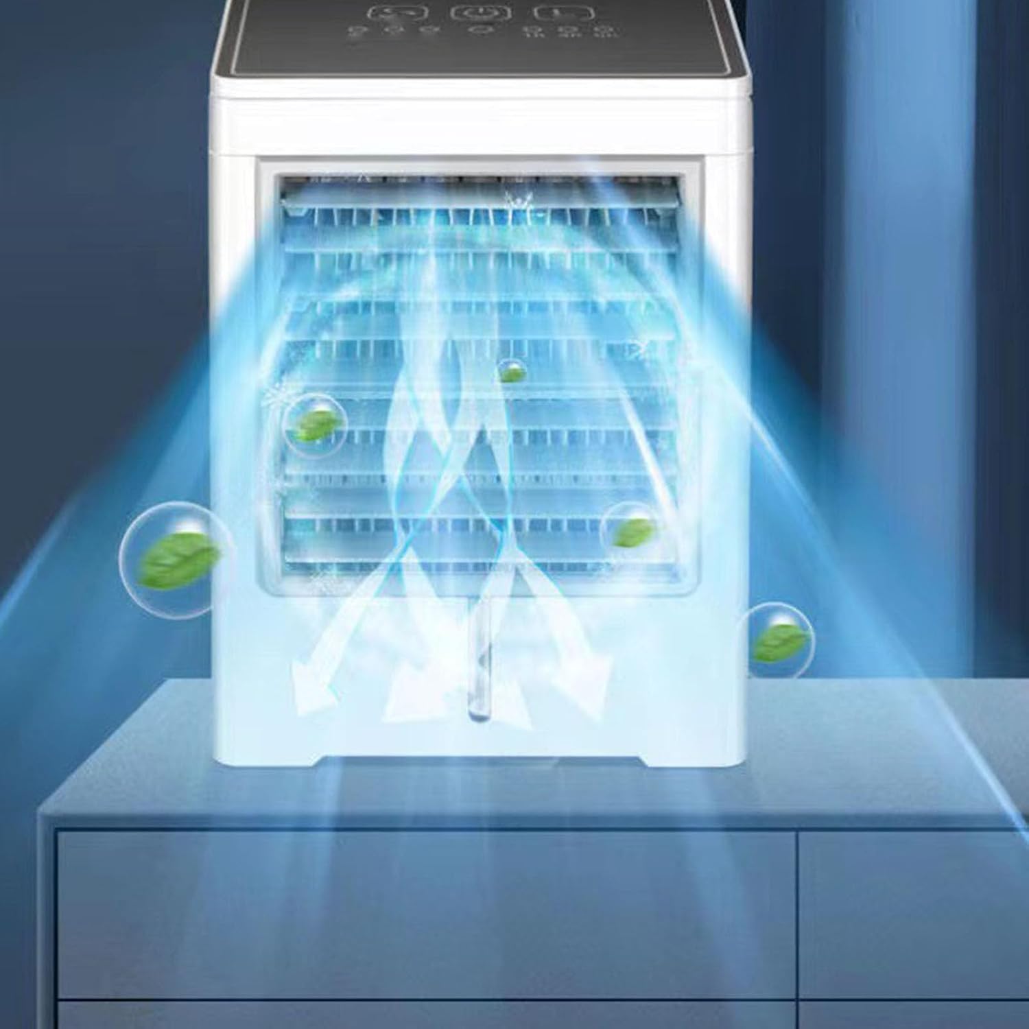  Climatiseur Portable, Réservoir D'eau De 470 Ml, 3 Vitesses De Vent, 3 Minuteries, Contrôle Tactile, Refroidissement Par évaporation, Mini Climatiseur Personnel Avec Alimentation USB,