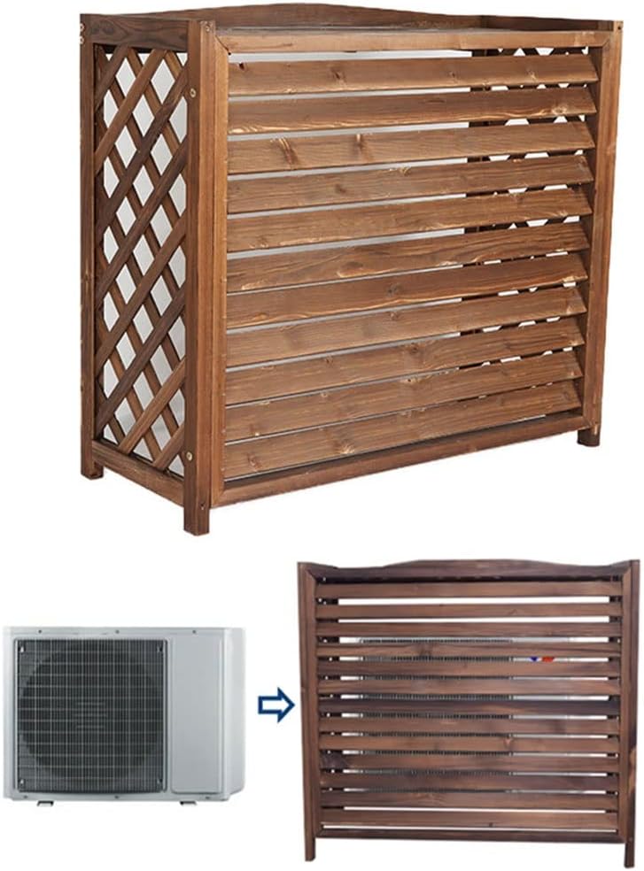  Housse De Climatiseur Extérieur En Bois, Clôtures De Confidentialité Cachées Pour Climatisation, Cadre à Persiennes Caché, Support De Plantes Anti-Corrosion