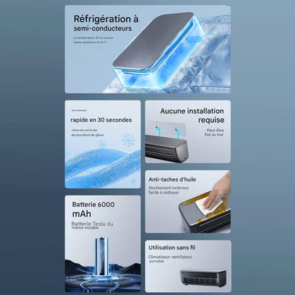  Ventilateur Rafraîchissant Ac Pour Pièce, Ventilateur D'Air Frais Pour Chambre, Ventilateur Multifonction 3 Vitesses Recharge Sans Fil Pour Intérieur Extérieur Maison Bureau Voyage