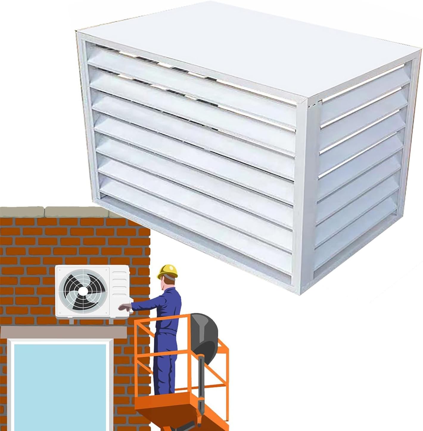 GENERIC Housse De Protection En Aluminium Pour Climatiseur Extérieur Et Support De Fleurs, Grille De Protection Pour Unités De Climatisation Et Pompes à Chaleur, Boîtier Autoportant Pour Poubelle Ou Unité De