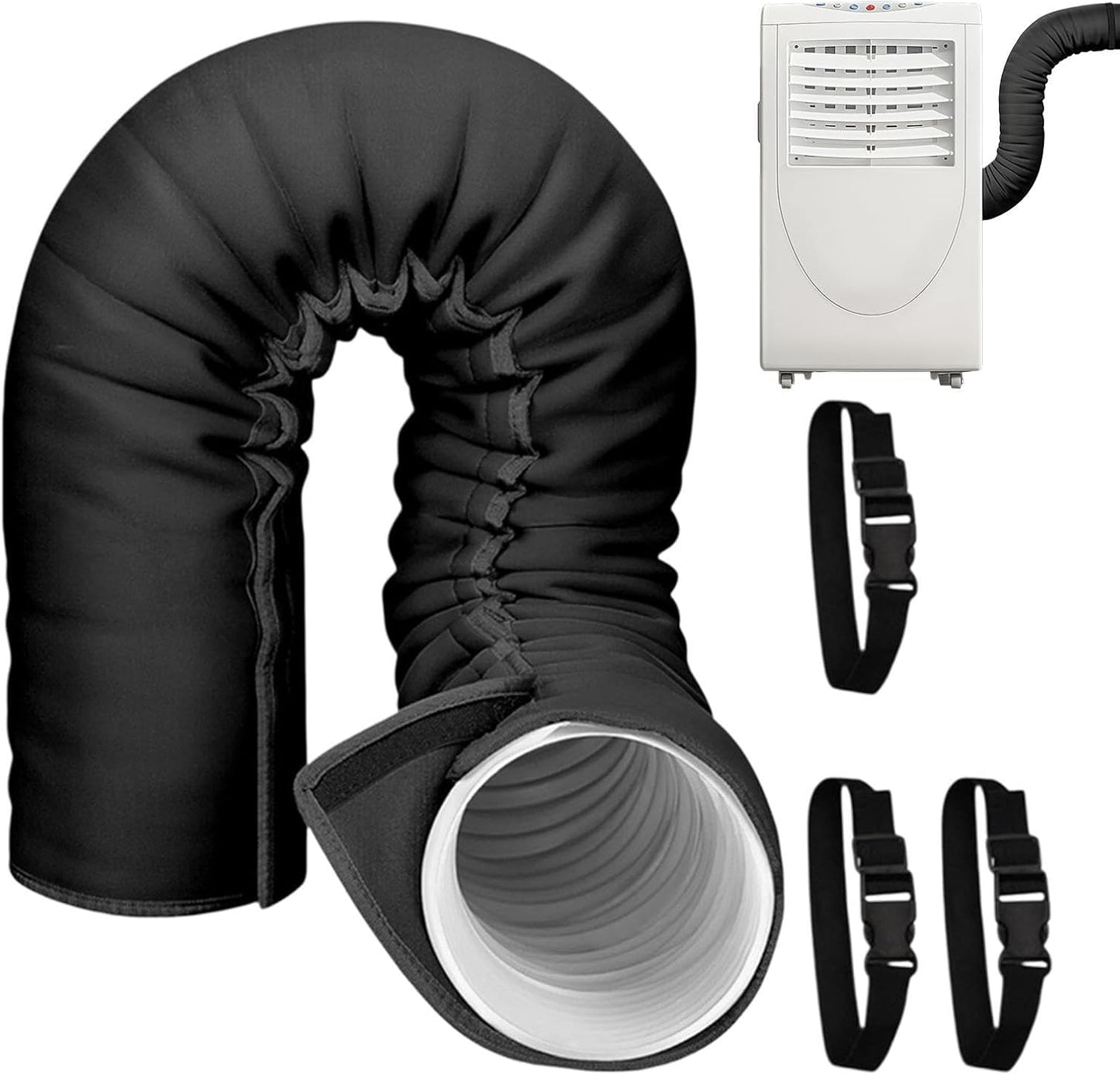  Housse Pour Tuyau De Climatiseur Portable, Housse Isolante 3 Sangles | Bande Calorifuge Pour Tuyau Climatiseur Ajustables Pour Tuyaux D'échappement De 5" 5,9" De Diamètre, Hiver Intérieur Garage
