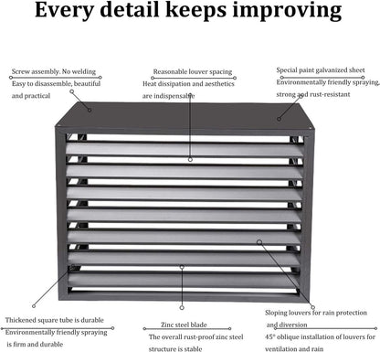  Housse De Protection En Aluminium Pour Climatiseur Et Pompe à Chaleur - Clôture D'intimité Extérieure Pour Plantes - Étagère De Rangement Résistante Aux Intempéries Et Bouclier De Condensateur