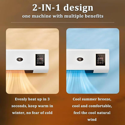  Split Fan Portable 2in1 Chauffage Refroidissement Murail Mont Super Trancail Télécommande Énergéticité Pour Le Bureau À Domicail Installation Rapide