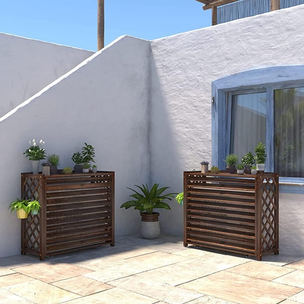  Cadre Extérieur De Climatiseur En Bois Massif, Jardinière En Bois, Capot De Protection Pour Climatiseur, Volets Centraux Résistants Aux Intempéries, Treillis De Patio