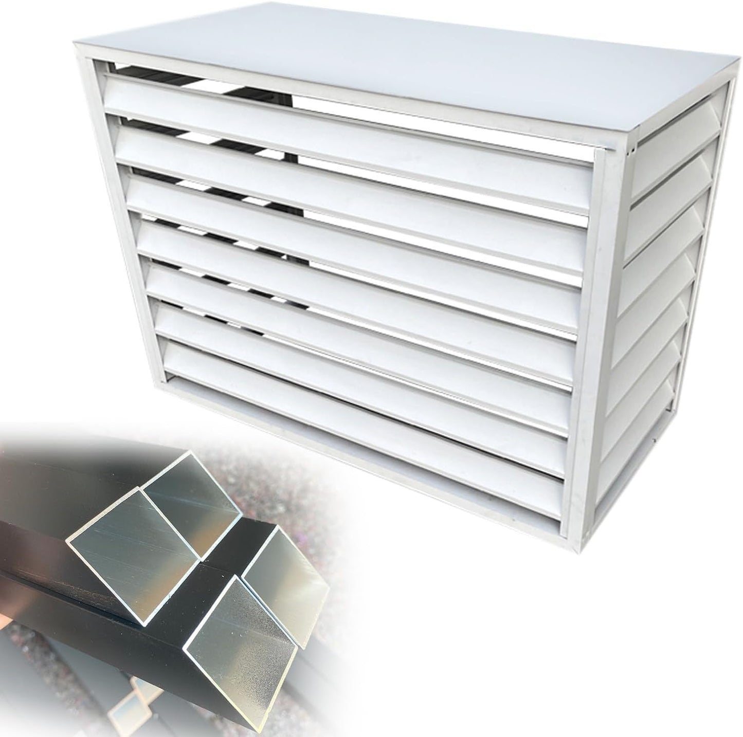  Housse De Protection En Aluminium Pour Climatiseur Intérieur Et Extérieur, Support De Pot De Fleurs, 100 X 50 X 70 Cm Et 110 X 60 X 80 Cm, Résistant Aux Intempéries, Blanc