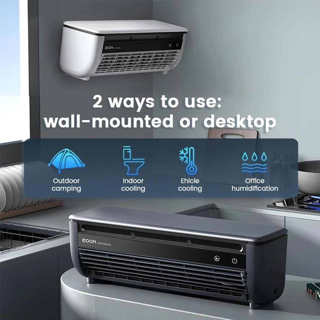  Unité De Climatisation Murale Avec Télécommande, Semi-conducteur Portable Refroidisseur Et Humidificateur, 6000mAh Batterie Silencieuse Mini Ventilateur Pour Bureau à Chambre à Coucher, Dispositif De