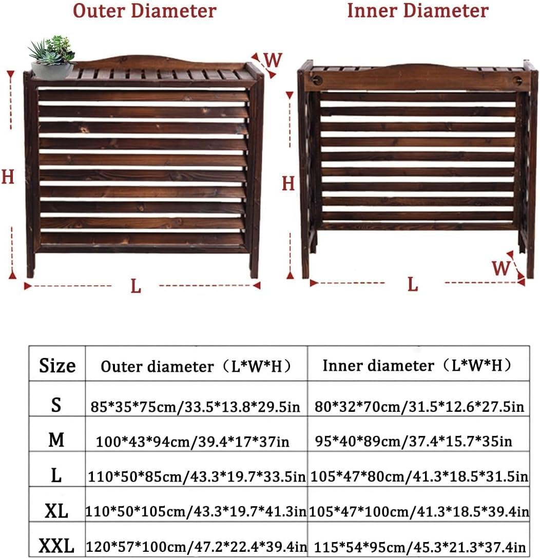 GENERIC Housse De Climatiseur En Bois Massif Et Support De Fleurs 105 X 47 X 100 Cm élégante Avec Stores Finition Marron Parfait Pour La Décoration Et La Protection De La Maison