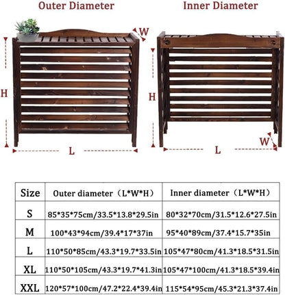 GENERIC Housse De Climatiseur En Bois Massif Et Support De Fleurs 105 X 47 X 100 Cm élégante Avec Stores Finition Marron Parfait Pour La Décoration Et La Protection De La Maison
