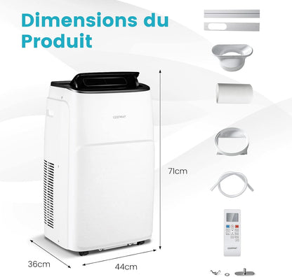  COSTWAY Climatiseur Mobile Silencieux 5 EN 1, Clim 12000BTU Refroidissement Rapide,Chauffage,Ventilateur,Déshumidificateur,Mode Nuit, Climatisation Faible Conso,Wifi