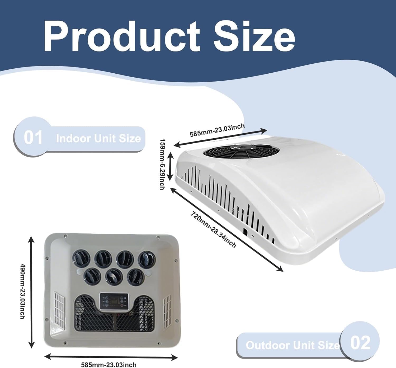 GENERIC Climatiseur 9500 BTU - Unité De Climatisation De Stationnement à Faible Puissance Avec Compresseur à Vis Pour Le Chauffage Et Le Refroidissement Pour Camping-car, Camion, Bateau, Caravane