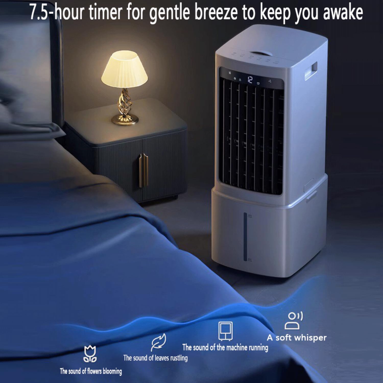  Climatiseur Mobile Silencieux 12L Refroidisseur Par évaporation Économie D'énergie Ventilateur Humidificateur 3 Vitesses 7.5H Minuterie Ventilateur Refroidisseur D'Air Pour Maison Bureau Chambre